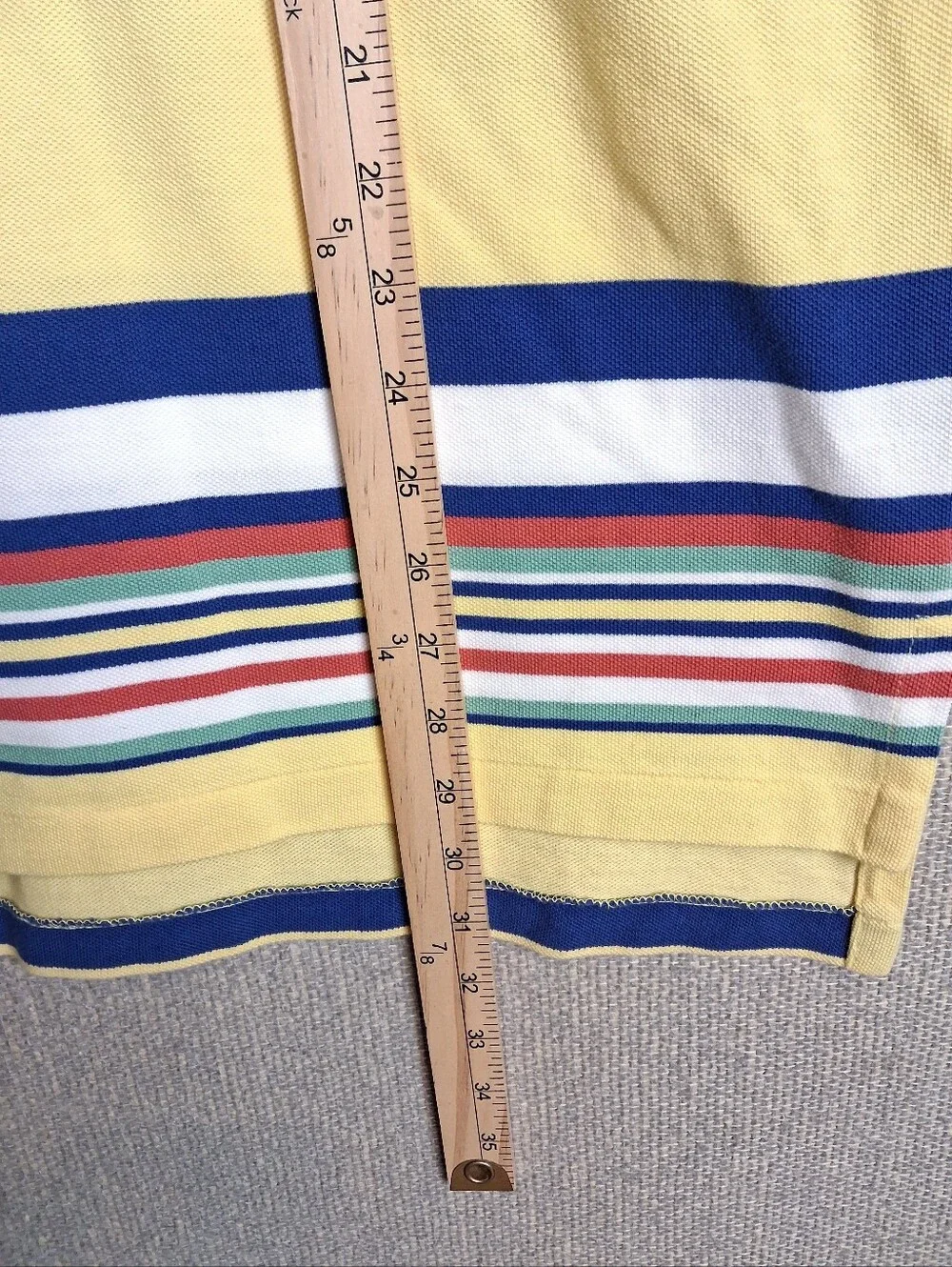 Polo Ralph Lauren Classic Fit Multi-Color Striped Mesh Polo Shirt Yellow Multi L